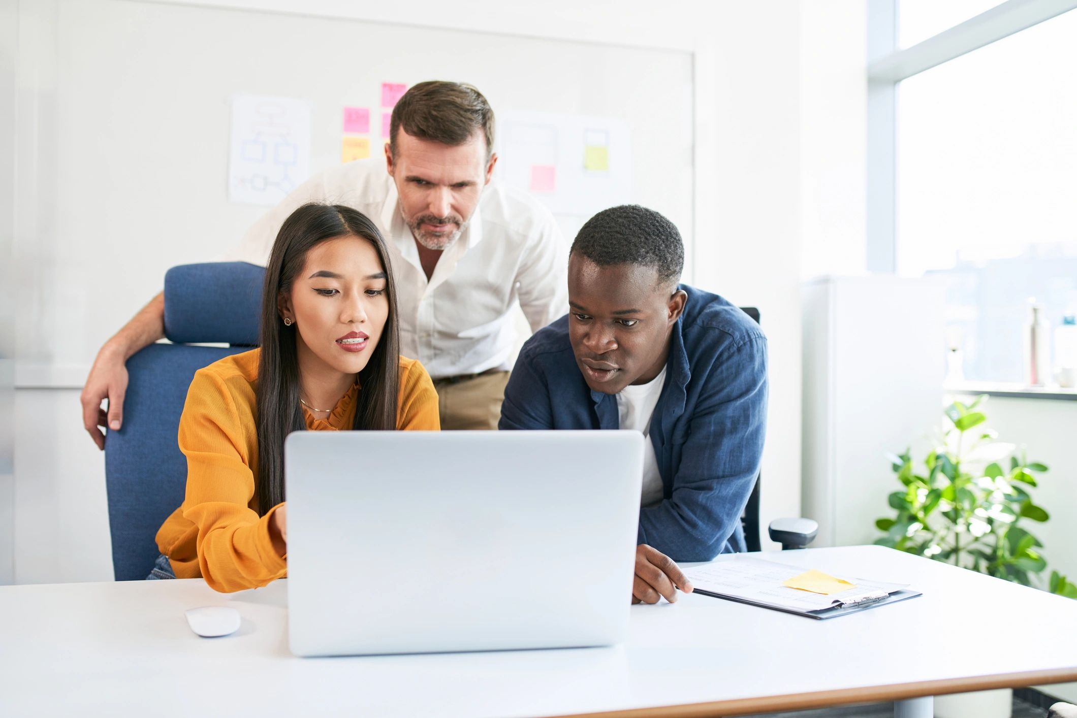 Collaborative software team in modern office