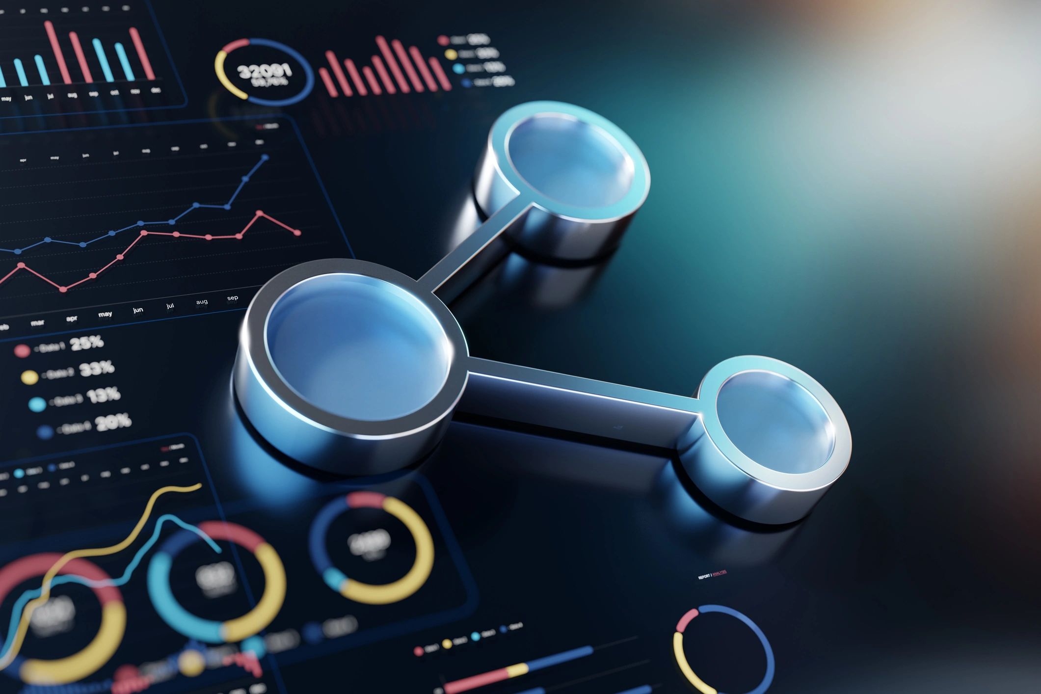 Digital SaaS dashboard with analytics and networking visuals